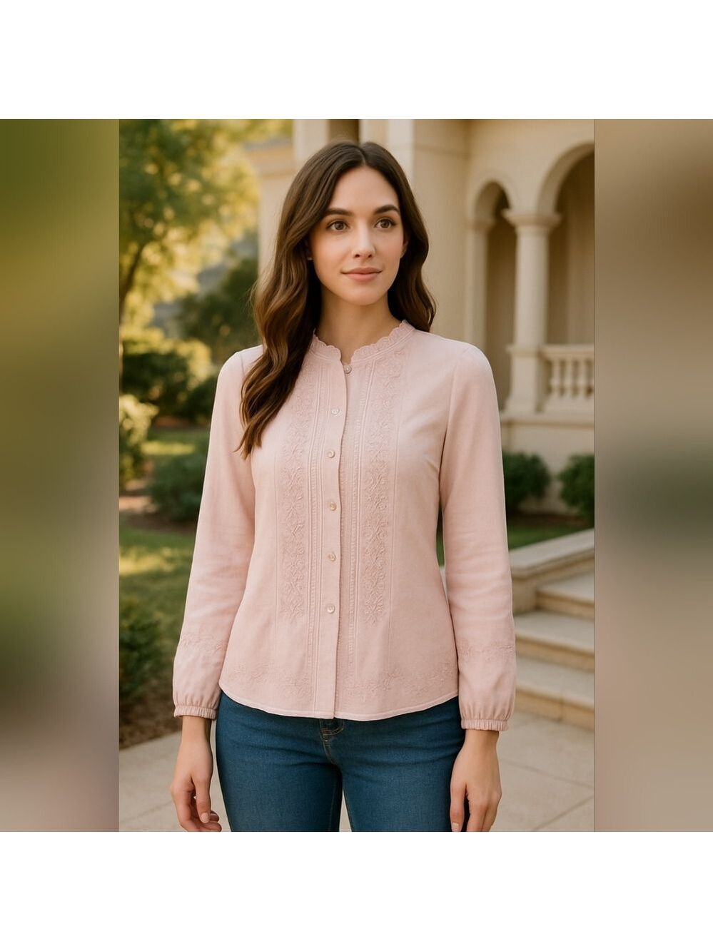 J.Jill embroidered long sleeve button down shirt